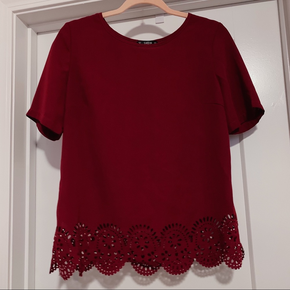 Shein burgundy blouse